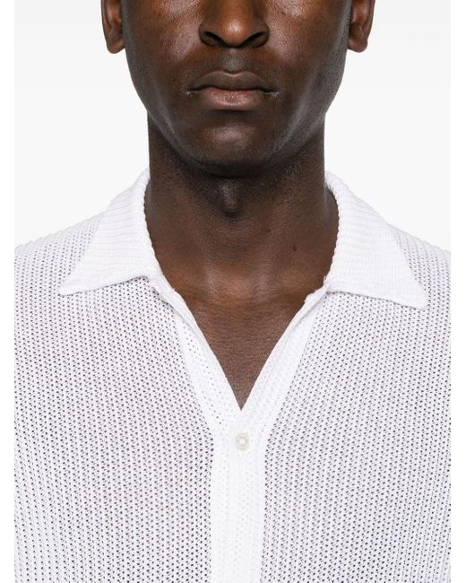 Ballantyne White Open-knit Linen Shirt for men