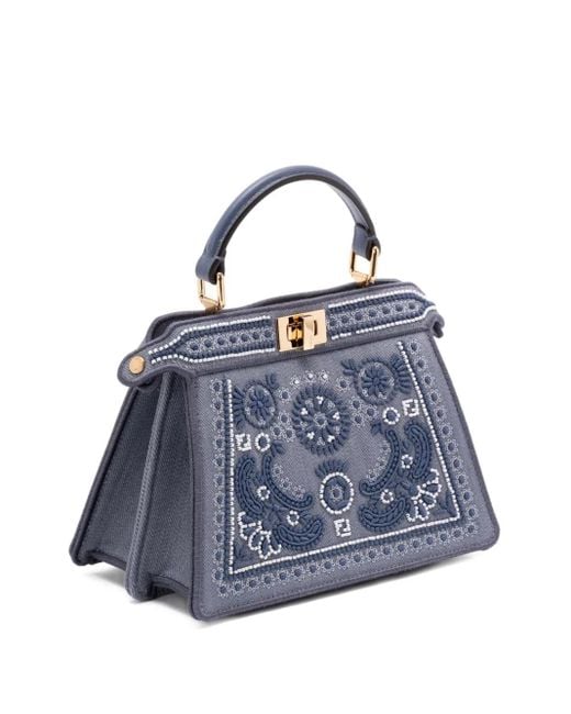 Fendi Blue Peekaboo Iseeu Denim Shoulder Bag
