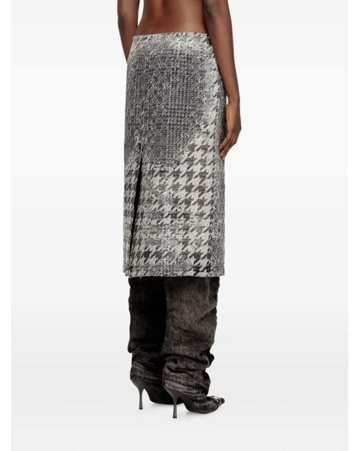 Falda midi con motivo pied de poule DIESEL de color Gray