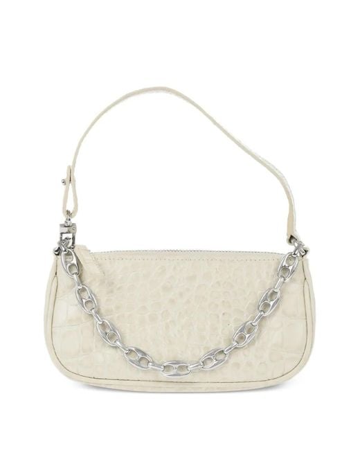 By Far White Mini Crocodile-Effect Leather Shoulder-Bag