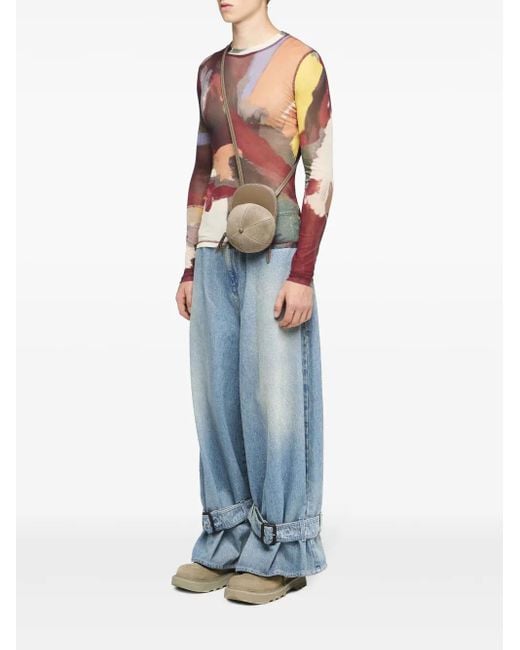 J.W. Anderson Brown Abstract-Print Sheer Top for men