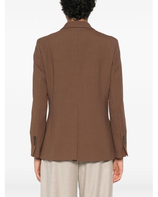 Seventy Brown Double-Breasted Peak-Lapel Jacket