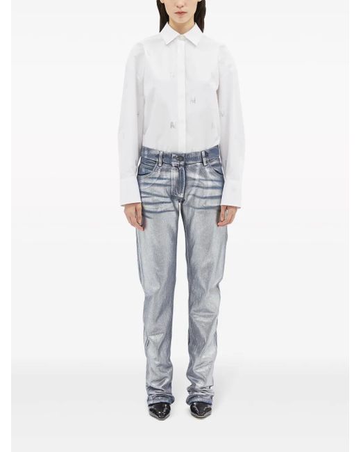 MSGM Blue Metallic Demin Pants