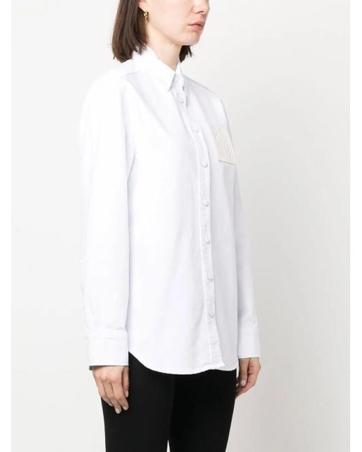 Raf Simons White Logo-Patch Long-Sleeve Shirt