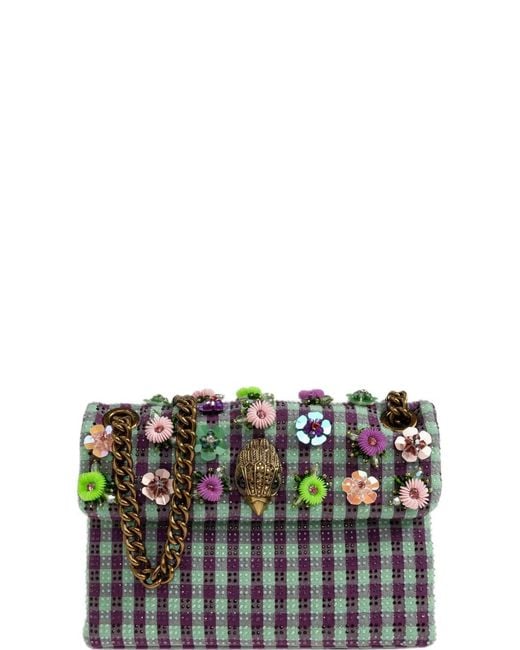 Kurt Geiger Purple Mini Kensington Floral-Embellished Shoulder Bag