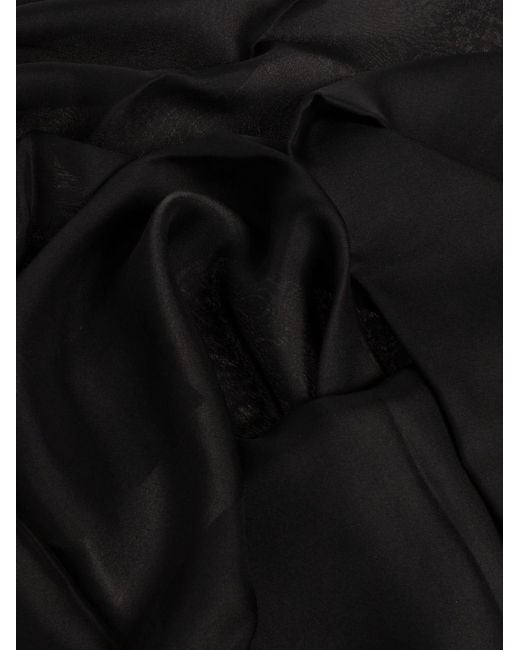 Saint Laurent Black Cassandre Silk Scarf