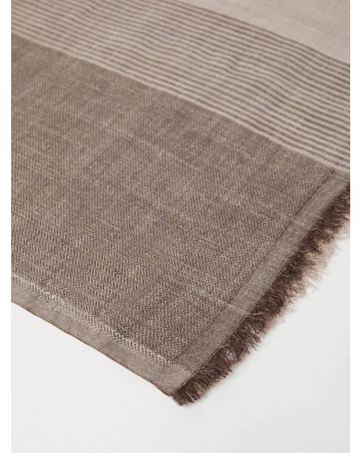Brunello Cucinelli Brown Striped Scarf for men