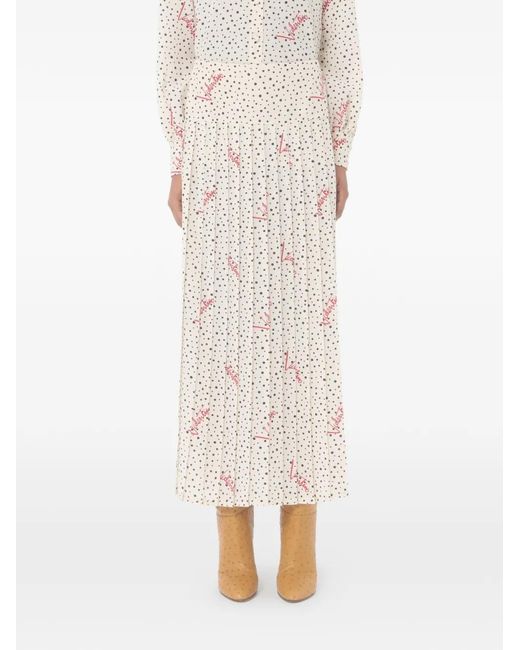 Valentino Garavani Natural Plusdepois Bubble Print Crepe De Chine Long Skirt