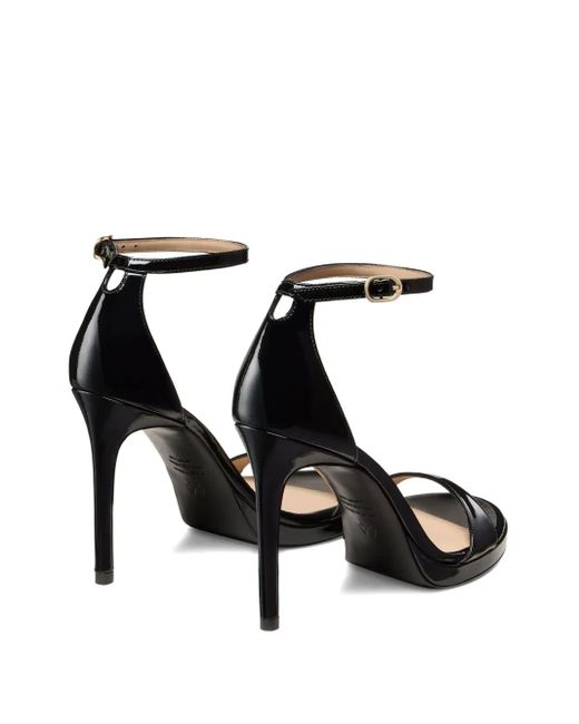 Stuart Weitzman Black Platform Ankle-Strap Sandals