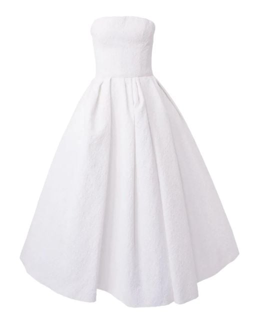 Abito Corto Effetto Cloqué di Carolina Herrera in White