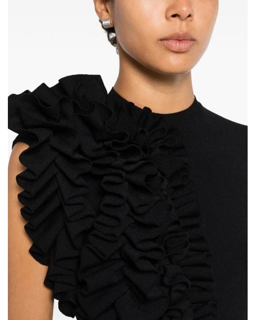 A.W.A.K.E. MODE Black Ruffled Asymmetric Top