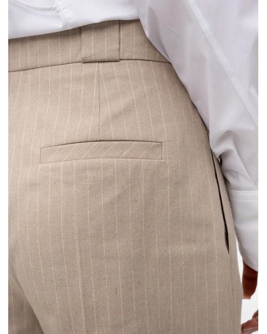 HUGO White Hamonu Pinstripes-Pattern Pleated Shorts