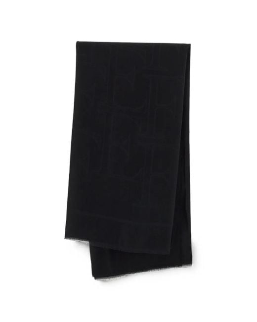 Elisabetta Franchi Black Frayed-Edge Scarf