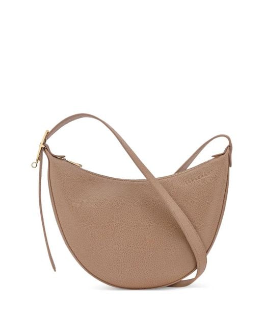 Bandolera Le Foulonné pequeña de piel Longchamp de color Natural