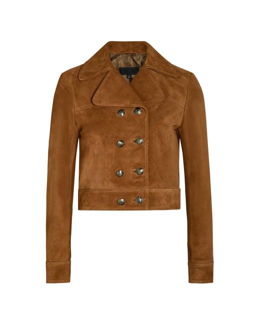Nili Lotan Brown Double-Breasted Leather Jacket