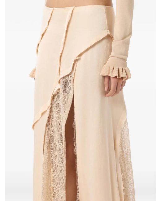 Blumarine White Lace-Detail Asymmetrical Skirt