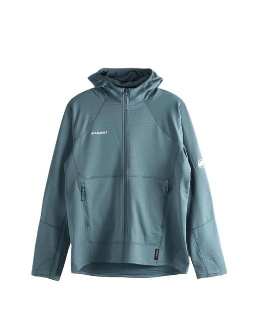 Mammut Blue Waffle-Knit Hooded Jacket for men