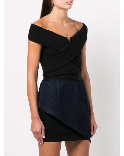 RTA Black Guadalupe Off-Shoulder Top