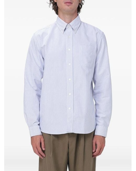 Sebago White Striped Button-Down Shirt for men