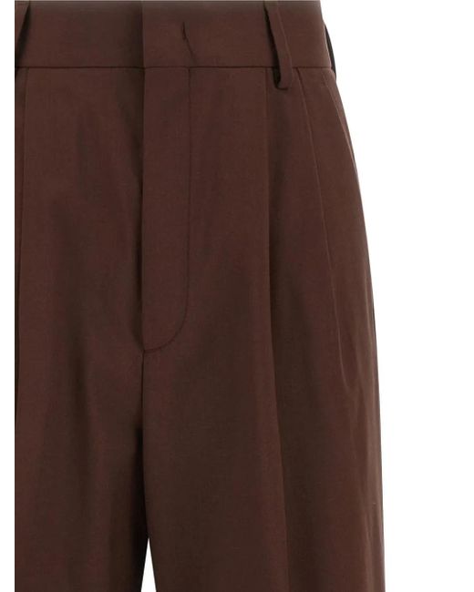 ARMARIUM Brown Pleated-Front Wool Trousers