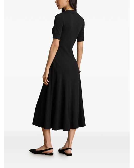 Ralph Lauren Black Rib-Knit Midi Dress
