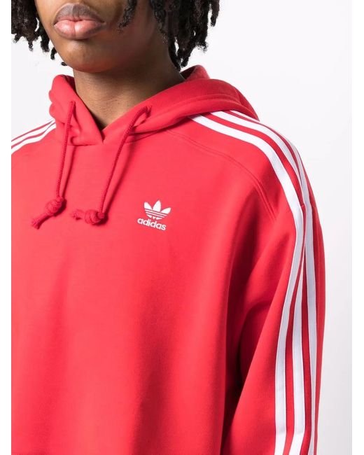 Adidas Red Trefoil-Detail Cropped Hoodie