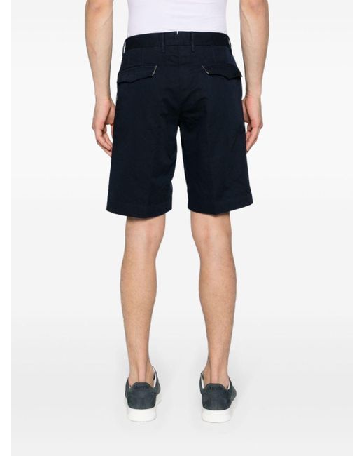 Incotex Blue Logo-embroidered Linen-blend Chino Shorts for men