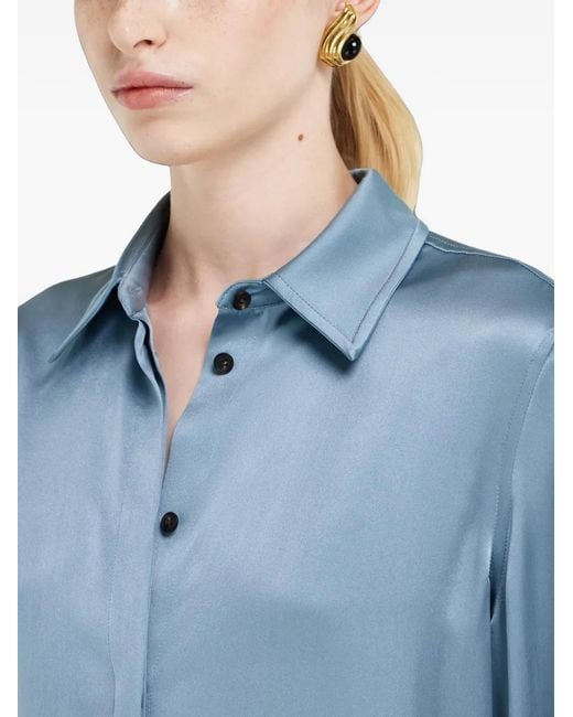 Ferragamo Blue Chemise En Soie