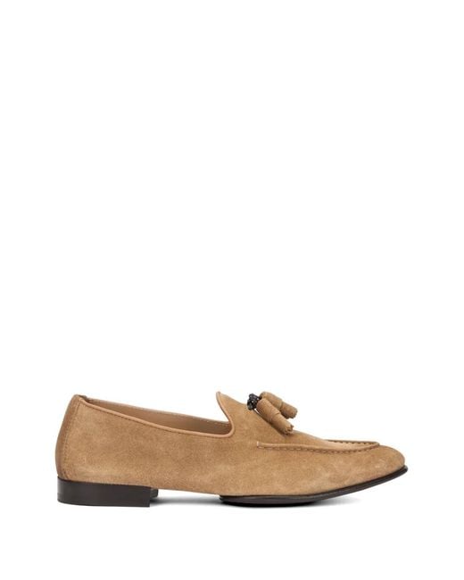 Doucal's Natural Tassel-Detail Suede Loafers for men