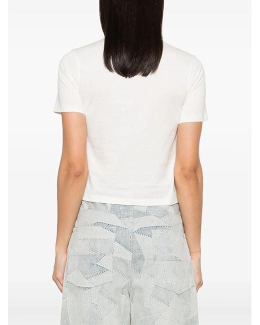 Palm Angels White Logo Cotton T-Shirt
