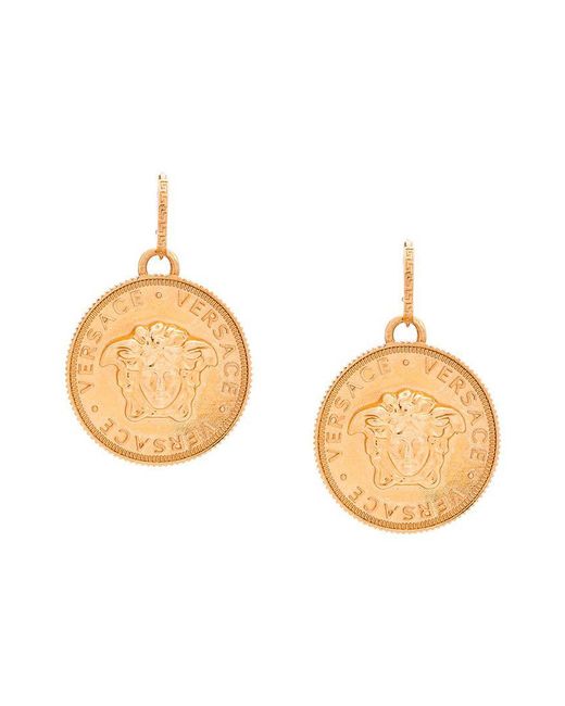 Versace Medusa Coin Earrings in Metallic Lyst