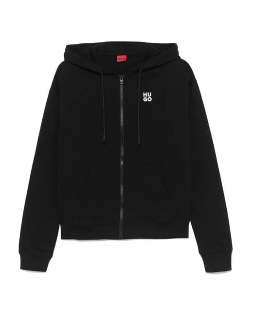 Felpa Con Cappuccio E Logo di HUGO in Black