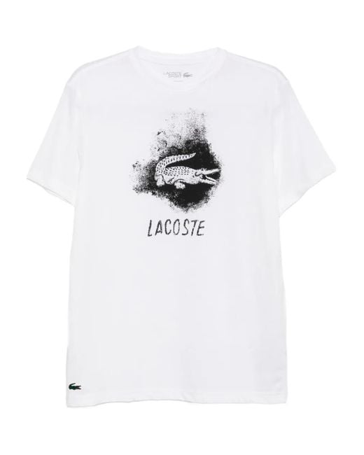 T-Shirt Con Stampa di Lacoste in White da Uomo