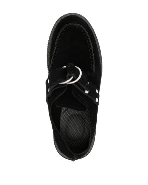 Suicoke Black Suede Apron Toe Loafers