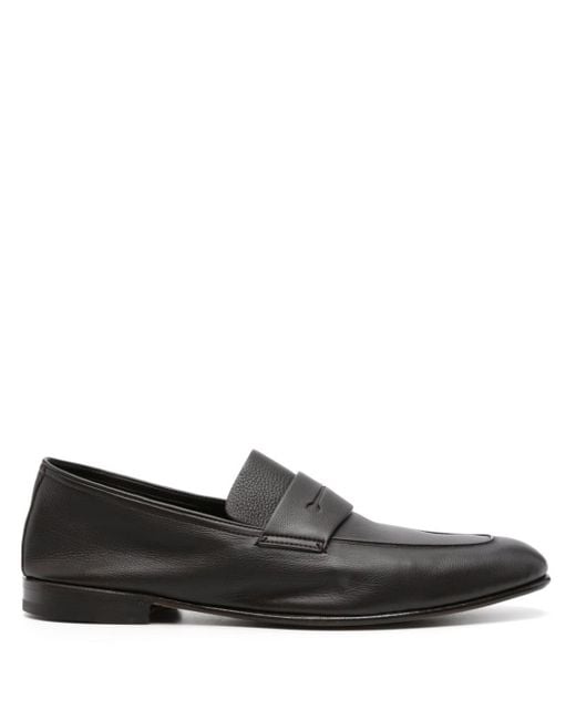 Zegna Black L'asola Leather Loafers for men