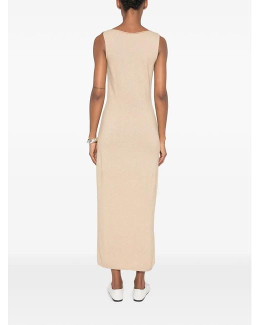 SERGIO MORETTI FIRENZE White Sleeveless Side-Slit Midi Dress