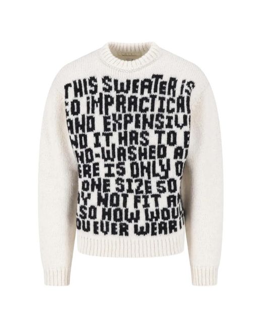 ERL White Intarsia-Knit Sweater