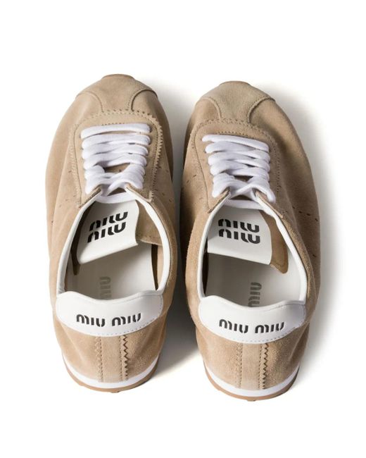 Miu Miu Natural Plume Suede Sneakers
