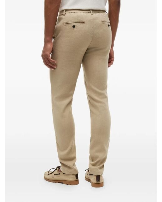 Tommy Hilfiger Natural Denton Straight-Leg Elasticated-Waistband Linen Trousers for men