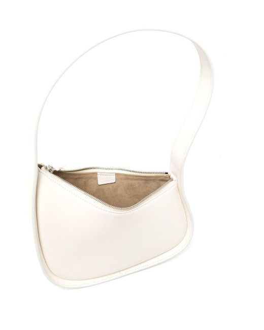 The Row White Asymmetric Ivory Leather Top-Zip Shoulder Bag