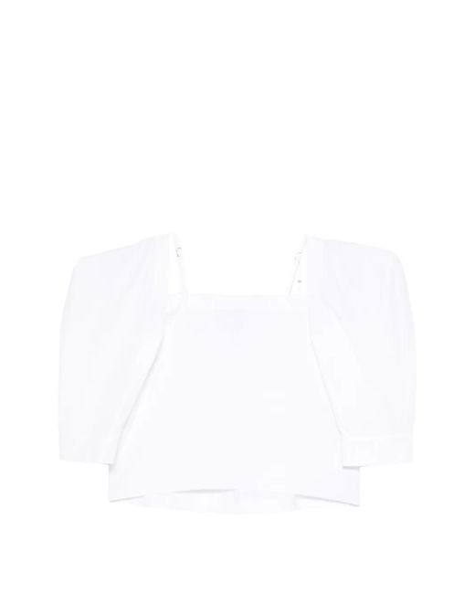 Liviana Conti White Puffed-Sleeve Blouse
