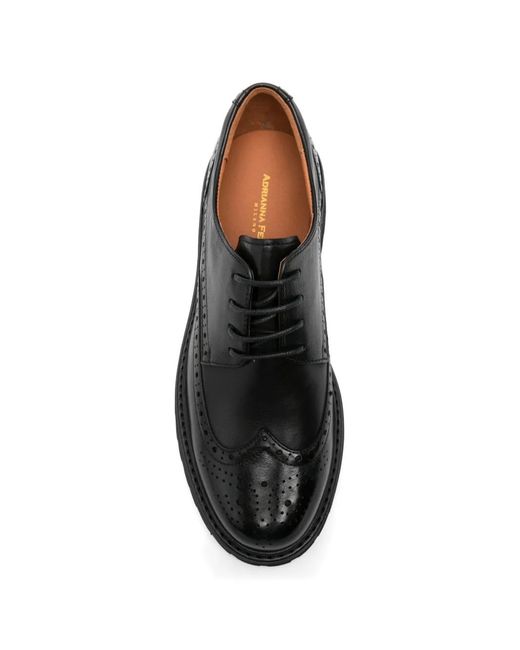 ADRIANNA FERETTI Black Brogue Derby Shoes
