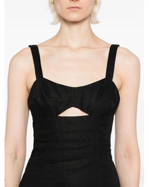 Reformation Black Belma Linen Dress