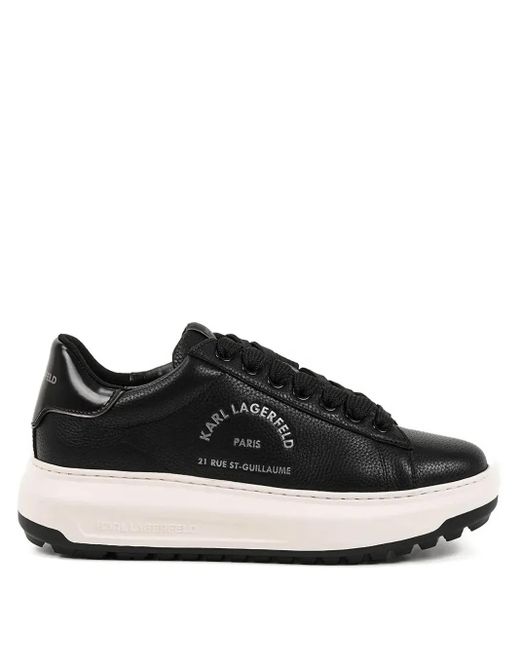 Karl Lagerfeld Black Kapri Logo Leather Sneakers for men
