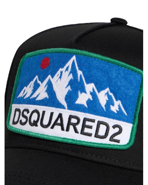 DSquared² Black Logo-Patch Baseball Cap for men
