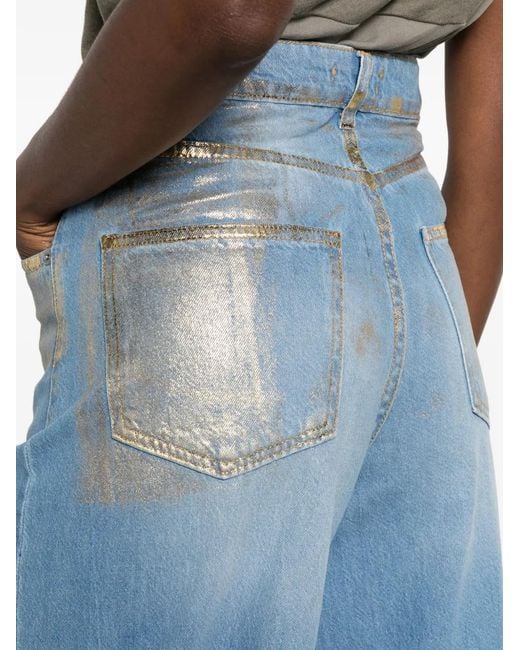 Marc Ellis Blue Metallic-Effect Jeans