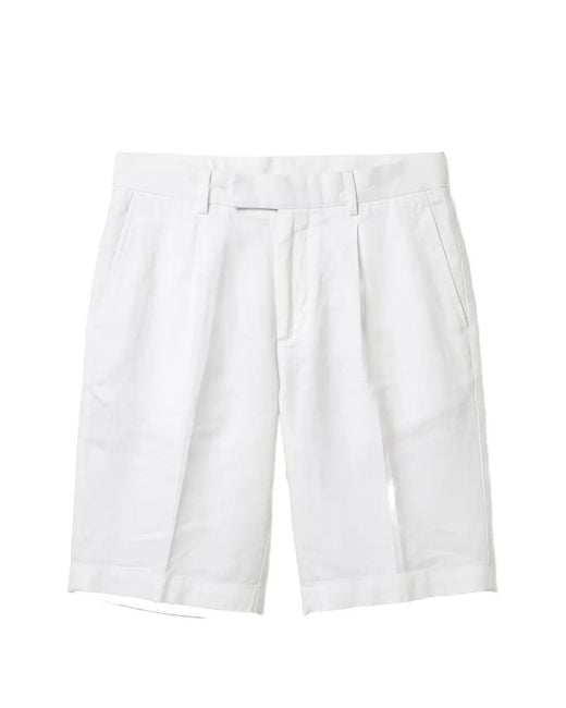 Devore White Pleated Pressed-Crease Shorts for men