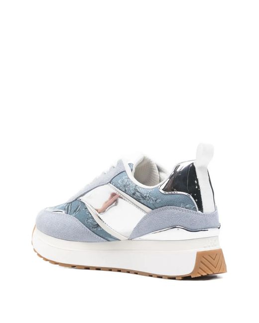 Liu Jo White Printed Denim Platform Sneakers