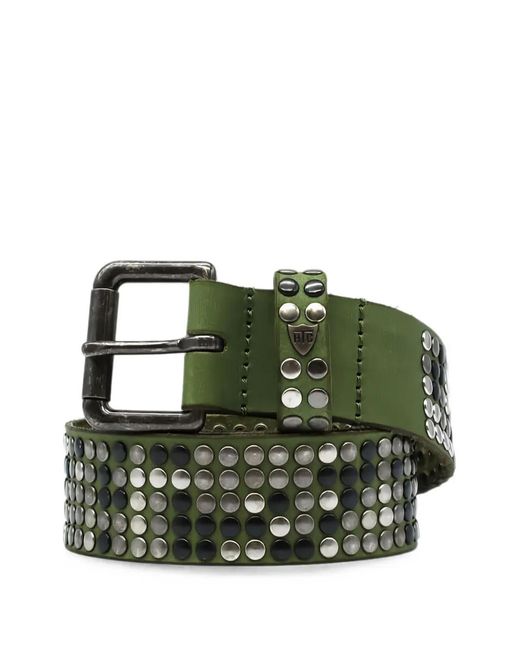 HTC Green Stud-Embellished Leather Belt