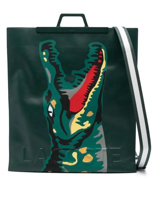 Lacoste クロコプリント トートバッグ Green